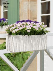 Outdoor Hanging Rectangular Flower Pot New 2025 Balcony Courtyard Planting Box Rail Fence Flower Bed Flower Basket Nordic Style