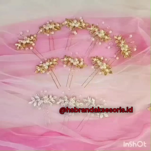 TUSUK SANGGUL GOLD SILVER / TUSUK SANGGUL KOREA / TUSUK SANGGUL PENGANTIN TUSUK KONDE PERMATA MUTIARA IMPORT / HAIR PIN BUN STITCH / TS787550