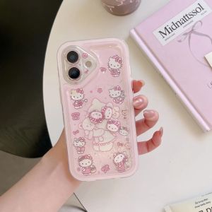 Sanrio | Ốp Điện Thoại Hello Kitty Hoa Xinh Xắn Với Cửa Sổ Camera Lớn Vỏ Bảo Vệ Mềm Trong Suốt Dành Cho iPhone 15 16 17 Pro Max Dành Cho Các Cô Gái Ngọt Ngào
