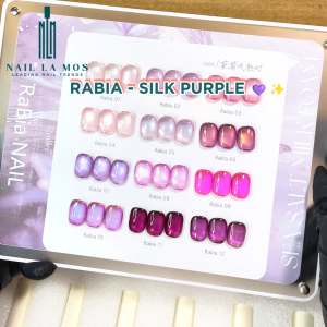 Set sơn mắt mèo Rabia tone tím & hồng - 12 màu RABIA SILK PURPLE - Tặng kèm bảng màu