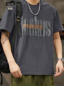 Áo Thun Nam Cotton Nguyên Chất Tay Ngắn Mùa Hè Dáng Rộng Cổ Tròn Thiết Kế Tay Lửng Thường Ngày Thời Trang Trẻ Trung