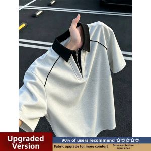 LIUBU | Heavyweight Two-in-One Look Short Sleeve Polo T-Shirt