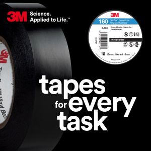 3M Temflex 160 Vinyl Electrical Tape 18mm x 10m Black Flame Retardant Insulation Tape
