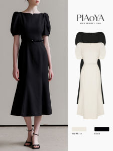 PIAOYA | Elegant A-Line Dress Slimming Concealing Tummy Flattering Design Mid-Length