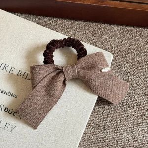 Dây Buộc Tóc Nơ Thanh Lịch Dành Cho Nữ Độ Đàn Hồi Cao Nhẹ Nhàng Đối Với Tóc Dây Buộc Tóc Đuôi Ngựa Thấp Thời Trang Dành Cho Bé Gái Thu Đông