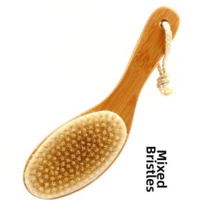 Bamboo Handle Hog Bristle & Nylon Bathtub Brush Wet & Dry