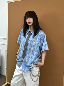 เสื้อเชิ้ตแขนสั้นทรงหลวมสไตล์ย้อนยุค BeOurRule ลายสก็อตสีพอดีตัว ทรงหลวม ทรงปกติ ฤดูร้อน 2025 จีนแผ่นดินใหญ่