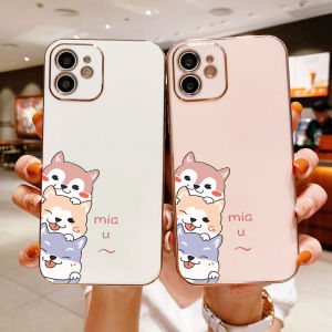 （Free Lanyard）Hontinga Softcase Case Casing hp Realme C35 C33 C3 C30 C30S C31 C51 C51S C53 C55 Realme Note 50 Casing Cute Cartoon Dogs Warna Solid Mewah Berlapis Lembut silikon TPU kesing Case hp Anti Gores Air Karet untuk Anak softcase