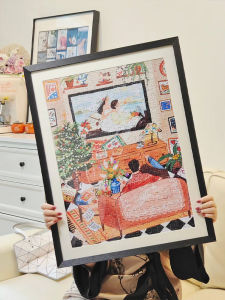 1000 Piece Puzzle Frame Mounted Happiness Moments 70*50cm 300 Piece 500 Picture Frame Display Wall Hanging Simple Modern Rectangle