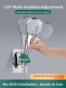 MONLEYTA | Adjustable Shower Head Holder No Drilling Bathroom Shower Sprinkler Universal Wall Base Mount For Rain Shower No Drilling Needed