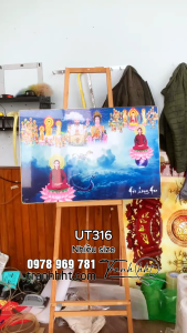 Tranh Phòng Thờ Phật Giáo Hòa Hảo tranh bàn thờ Đức Huỳnh Giáo Chủ tranh hội Long Hoa UT316