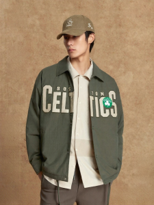 Jack Jones | NBA Collaboration Celtics Team Winter Turn-Down Collar Embroidery Mens Down Jacket