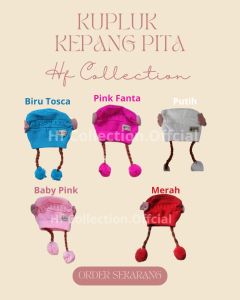 BABY HAT RAMBUT KEPANG TOPI BAYI KUPLUK RAMBUT KEPANG MOTIF PITA/TOPI BAYI RAMBUT 0-2 tahun