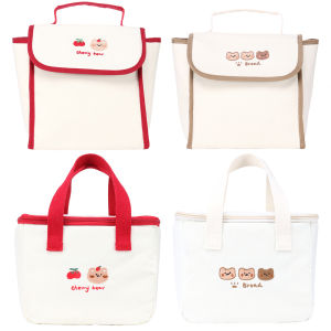 MOJOYCE Multi-functional Insulated Lunch Box Canvas Insulated Cooler Box Tote Large Capacity Cartoon Wide-Open for Work/School/Travel/Picnic