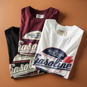 Summer New Style American Retro Short Sleeve T-Shirt Mens Pure Cotton round Neck Casual Body Shirt Half Sleeve Comfortable Fit