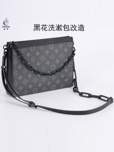 Acrylic Shoulder Strap Mens Wash Bag Crossbody Black Flower Design 19 Number Toiletry Bag Chain Replacement Accessories