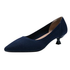 Ladies Pointed Toe Stiletto Shoes Japanese Korean Version Princess Shoes Solid Color Flying Woven Pointed Toe Mid-Heel Shoes Womens High Heels Summer New Style Elegant Casual Anti-Slip Large Size Shoes [