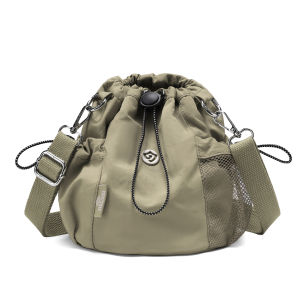 Fashionable Large Capacity Bucket Bag Womens Nylon Canvas Mini Shoulder Crossbody Bag Casual Versatile Single Strap Handbag
