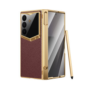 szhaiyu | Case For Samsung Galaxy Z Fold Ultra 8 Fold 7 Fold 6 With S Pen With Screen Glass Film With Hinge Protector Leather Armor Cover