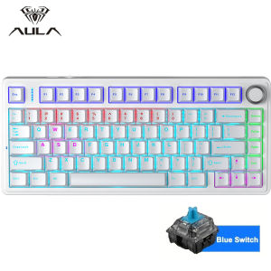 AULA | AULA F75 Single‑Mode Wired Mechanical Keyboard Low Latency Gasket Hot Swap 75% Layout Metal Knob PBT RGB Keyboard Mac Windows
