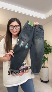 Kids Boys Jeans for 7-16yrs Baggy Denim Pants New Korean Fashion Loose Trousers Cartoon Print Hign Quality Denim Boys Bottoms