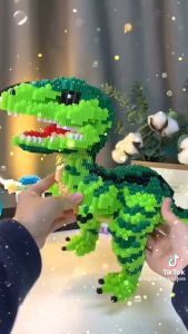 (TẶNG KÈM BÚA) - Đồ Chơi Lắp Ráp Mô Hình Khủng Long 37cm Cho Bé