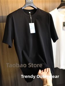 Antibacterial Breathable Cotton Polyester Blend Mens round Neck Short Sleeve T-Shirt Comfortable Skin-Friendly Summer Fashionable White T-Shirt