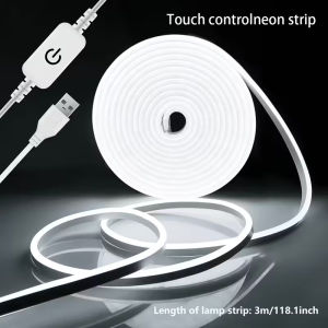 1M/2M/3M/5M Flexible LED Neon Strip Light USB Touch Control Corner Lamp for Home DecorHalloweenChristmasParty Lighting