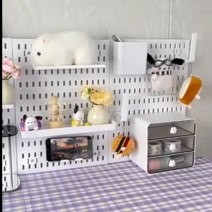 Ready Stock Modular Gaming Pegboard Set Wall Organizer Storage Rack Rak Gantung Lekat Dinding Wall Mounted Meja Belajar Hanging Wall Holder Hiasan Tray Desktop Simpanan Kemas DIY Aksesori Streamer Setup Hostel Office Study Room Bedroom Entryway Asrama