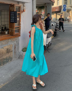 Shoulder Bared Beach Vacation Dress Women Summer 2025 Belted Design Sensation Photo Taking Beach Skirt Long Strapless Gown