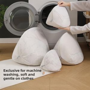 Non-fluorescent Three-piece Set Laundry Washing Bag Protective Cleaning Bag Stereoscopic Type Double-sided Dual-use Bag