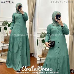 Desain Gamis Modern: Amita Dress Wanita Bahan Lady Crush Import