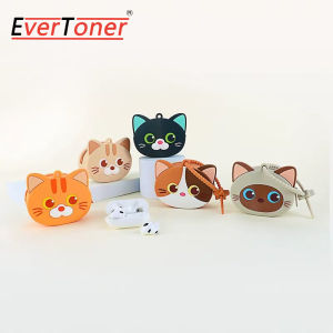 EverToner กระเป๋าสตางค์สีทึบซิลิโคนลายการ์ตูนกันน้ำ Dompet Koin มินิอินน่ารักรูปแมวถุงเก็บสายเคเบิลข้อมูลกล่องเก็บหูฟังกลางแจ้ง