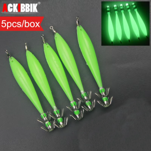 Ackibbik 5pcs/box Glow Squid Jig Hook Octopus Jig Octopus Hook Lure Jig Squid Hooks