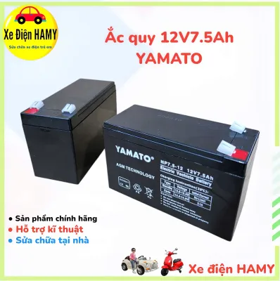 Ắc quy 12V7.5Ah xe điện trẻ em chính hãng YAMATO pin quạt tích điện loa kéo bình phun thuốc sâu