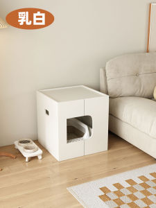Large Size Wooden Cat Toilet Indoor Half-Closed Style Cat Litter Box Anti-Odor Spill-Proof Cat Shelter House Cat Cabinet