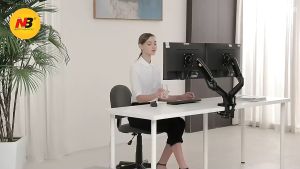 Dual LCD ARM NB F160 Gas Strut Desktop Dual Screen LCD Monitor Arm LED Monitor Stand LCD Stand LED Monitor Stand ขาตั้งจอคอม 2จอ ขาแขวนจอ มอนิเตอร์lcd led แบบ 2 จอ แบบตั้งโต๊ะ รองรับจอ 17 -27