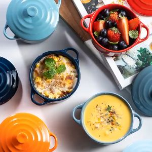 Nordic Ramekin Cocotte VANCASSO MORANDI Creme Brulee Souffle Binaural  Bowl Casserole Microwave Oven Cereal Dessert Cake