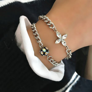 Trendy Minimalist Chain Diamond Single Layer Bracelet Elegant Design Fashion Jewelry for Women Fresh out New Alloy Plated Silver Gold