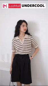 Áo Len Ngắn Tay Mongtoghi Kẻ Sọc Cổ Polo UNDERCOOL Chất len montoghi kẻ sọc ngang cổ sơ mi Hàn Quốc