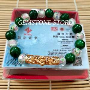 GELANG GIOK NATURAL KOMBI KRISTAL MORANO HONGKONG MAWAR TIGA