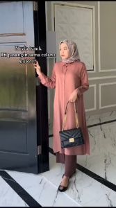 Long Tunik Wanita Neyla Rayon Twill Premium Ukuran MLXLXXL Jumbo Terlaris Long Tunik Muslimah Neyla Bahan Rayon Twill Premium Terbaru
