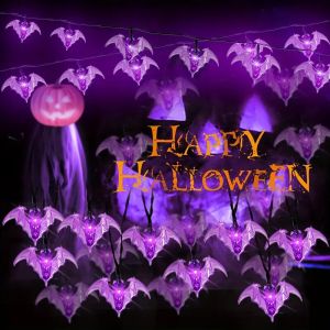 59.06inch 10 Lights 3m 20 Lights Purple Bat Halloween Decoration String Lights Battery Powered (No Plug)