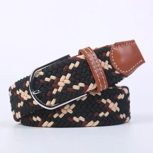 New Womens Mens Canvas Belt High Quality Elastic Casual Woven Waist Strap Needle Buckle Belts for Men Women 107/120/130cm