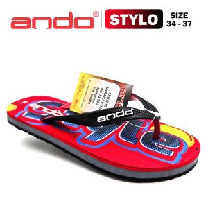 Sandal Jepit Anak Laki Laki – ANDO – STYLO – Size 34-37 – Outdoor – Casual – Fashion Merah Hitam