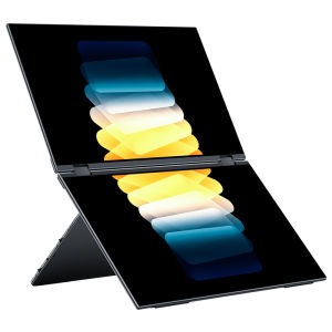 EHOMEWEI | Folding Portable Dual-Screen Display 2.5K Touch Pen Included External Monitor for Laptop PC Office Work Productivity Lightweight Portable Monitor