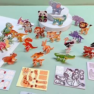 Satu Keluarga Mainan Edukasi Anak DIY Puzzle 3D Mini M358 Mainan Bongkar Pasang Motif Dino Animal