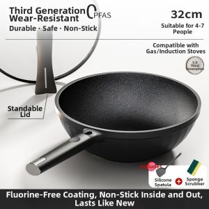 YIZUFU| Non-Coated Non-Stick Titanium Frying Pan for Home Use