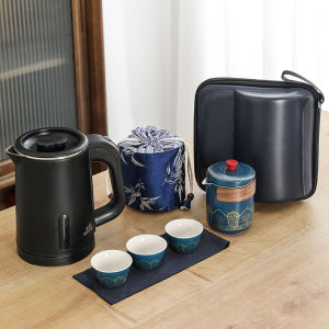 Mini 0.6L Tea Set Portable Travel Kung Fu Tea Brewing Pot Office Ready to Brew Ceramic Tea Tools Set for Travel And Office