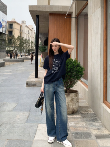 NIHAOKANONG | Quần Jeans Nữ Cao Waisted Phong Cách Retro Chi Tiết Tinh Tế